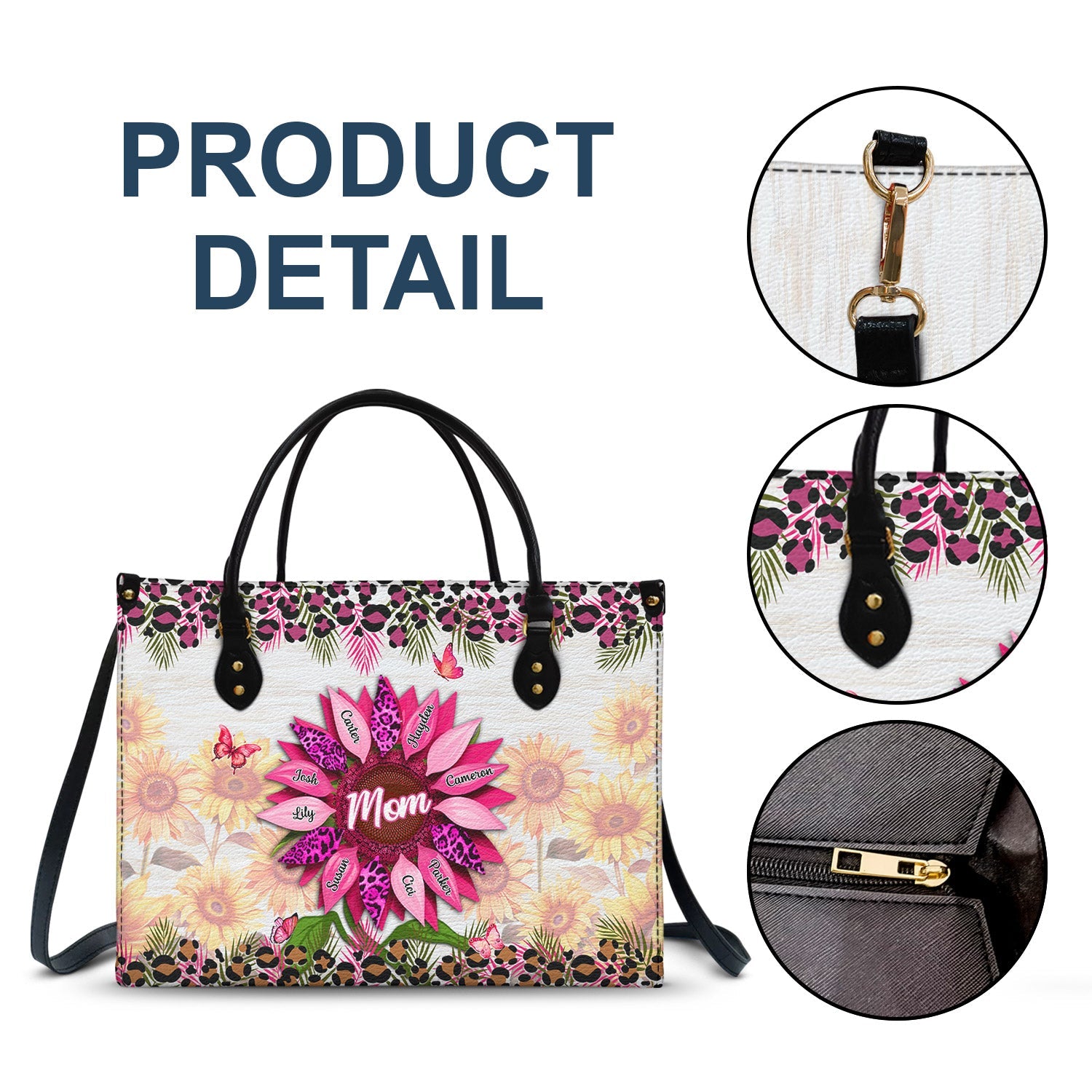 Nana, Mom, Auntie Sunflower - Birthday, Loving Gift For Mother, Grandma, Grandmother - Personalized Leather Bag - Image 7
